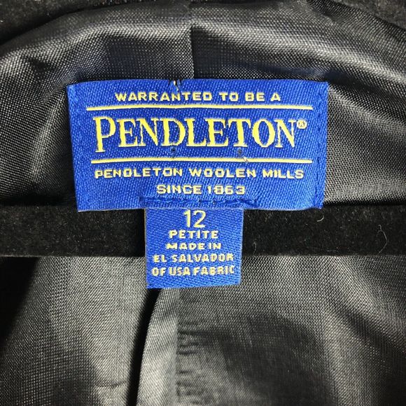 Pendleton Suit Jacket Womens 12 Petite 100% Virgin Wool Button Front Blazer Gray - Picture 12 of 13